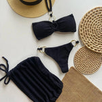 Sexy 3 pieces Bandeau Bikini 2024 Women Swimsuit Female Swimwear Thong Bikinis Set Brazilian Beach Wear Bathing Suit Biquini