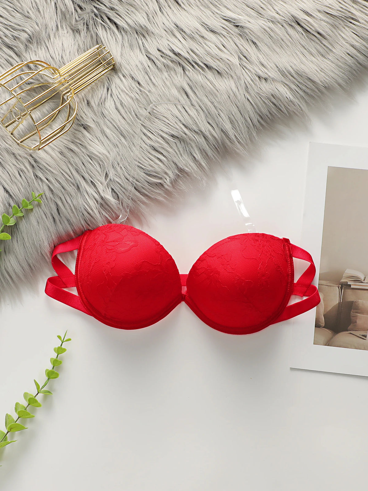 Women's sexy lingerie shoulder strap anti slip transparent dual-use bra with steel ring gathering push up bra A2150