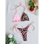 XS - L 8 Color Splicing Halter Leopard Bikini Female Swimsuit Women Swimwear Two-piece Bikini set Bather Bathing Suit Swim V3736
