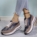 Fashion Lace Up Thick Bottom Sneakers for Women 2025 Zipper Decor Platform Sneakers Shoes Woman Non Slip Plus Size Sports Shoes