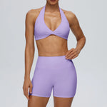 STOUREG Women's Yoga Shorts Set Sports Bra High Waist Tight Gym Running Workout 2 Piece Quick Dry Fitness Activewear