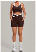 Women's Seamless Yoga Sets Sports Fitness High Waist Hip-lifting Shorts Back Beauty Sleeveless Suits Gym Training Workout Sets