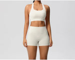 2PCS Yoga Set Women Gym Sports Suits Fitness Bra Crop Top Workout Clothes Female Athletic Wear Push Up Shorts Sportswear