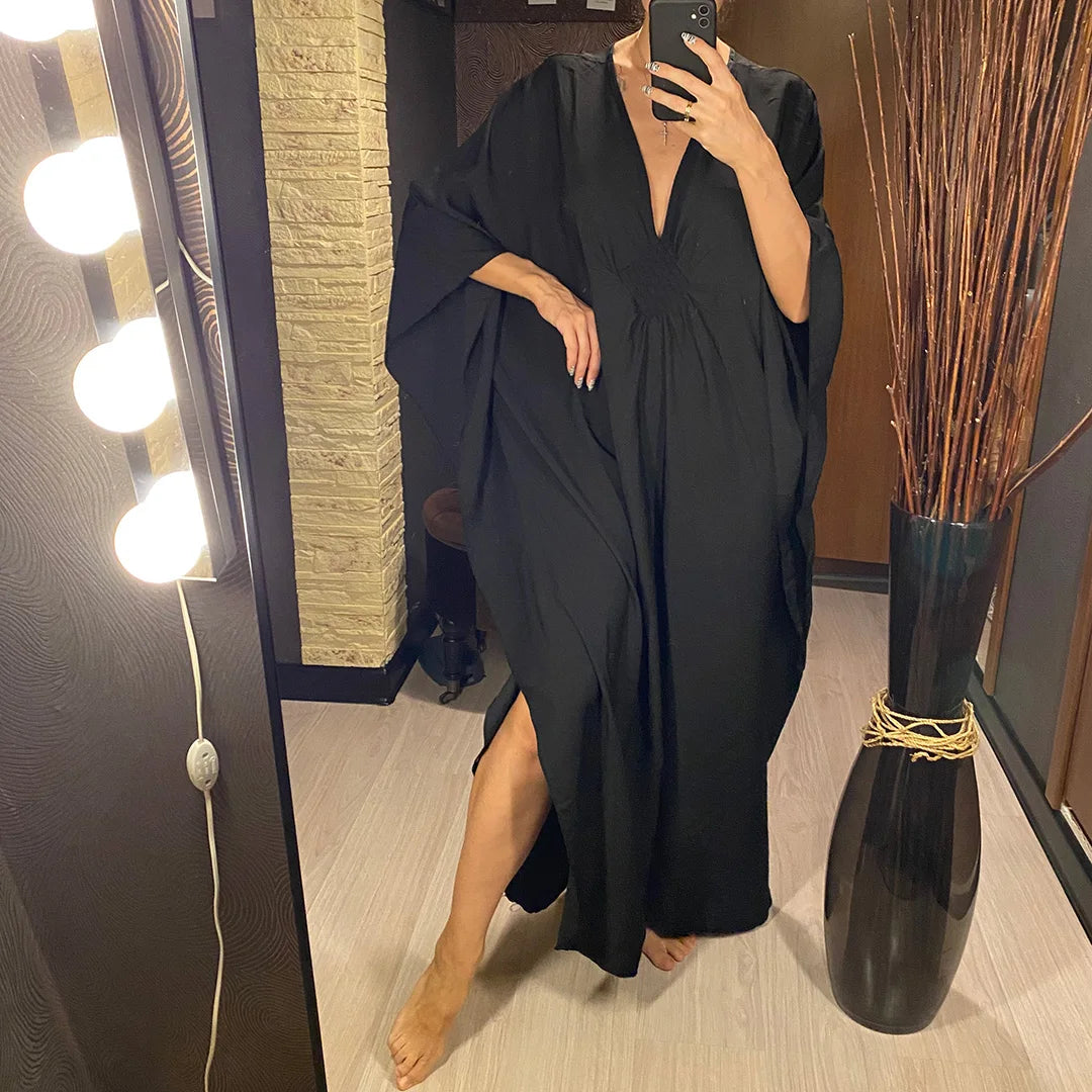 Greek Goddess Long Dress Batwing Sleeve Tunic Beach Cover Up Cover-ups Beach Dress Beach Wear Beachwear Kaftan Maxi Dress V4427