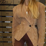 Phantasy Single Breasted Buckle Casual Suede Jacket Street Fashion Waist with Buttons Coat Casual Style Vintage Clothing 2025