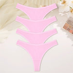 4PCS Women Seamless Thong Cotton Thin Strap Low Waist High Flexibility Panties Sexy Underwear Ladies Briefs T-back Soft Women