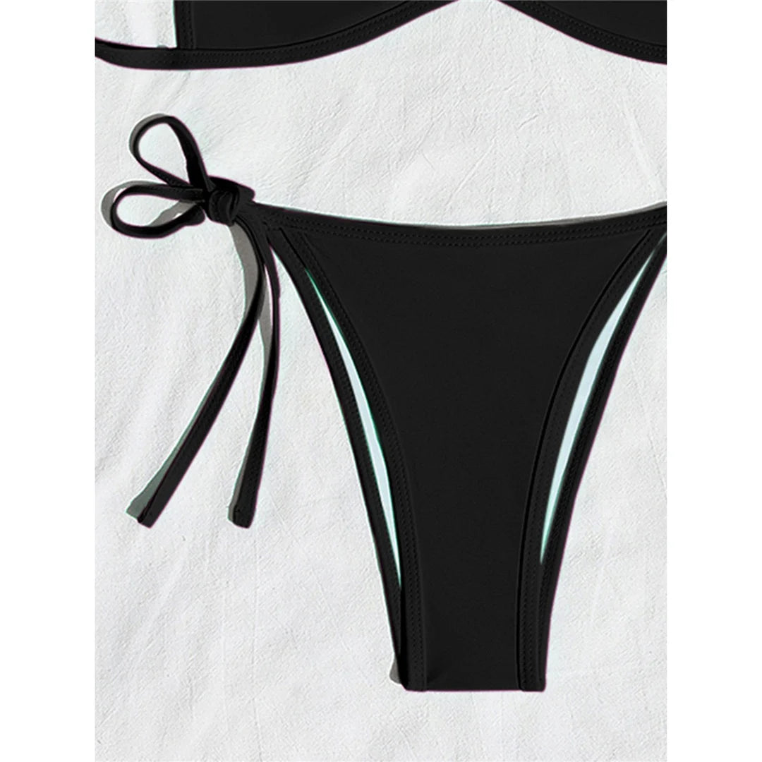 XS - L Halter High Leg Cut Bikini Female Swimsuit Women Swimwear Two-Pieces Bikini Set Strappy Bather Bathing Suit Swim V8276