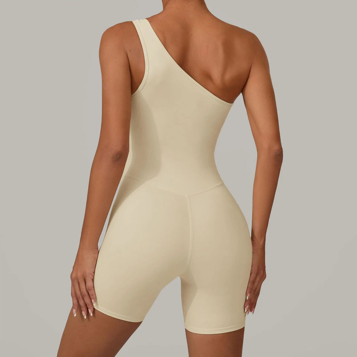 Summer One Shoulder Yoga Short Jumpsuit Women Sexy Cut Out Backless Scrunch Booty One Piece Suit Gym Workout Fitness Clothes