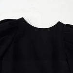 Women's Fashion Casual Bowknot Faux Pearl Puff Sleeve Black Puff Sleeve Bow Detail Peplum Waist Short Sleeve Top For Women Q2Y3