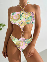 2026 Halter Monokini Swimsuit One Piece Sexy Ring Link Swimwear Women Bathing Swimming Swim Suit Padded Beachwear Summer XXL