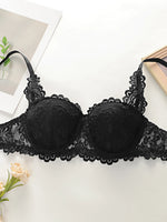 fashion Black bow lace thong set solid color daily 2-piece set sexy underwear set push up bra set B1111