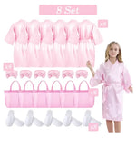 6-15 Set Muti Colors Spa Party Robe for Girls Kids Birthday Party Supplies Favors Spa Day Robes Gowns Sleepover Pyjama Party