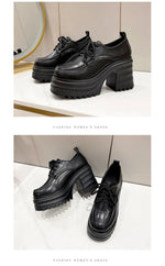 Spring Women Pumps Black Loafers Chunky 10CM High Heels High Platform British Autumn Ladies Thick Bottoms Shoes 2026 New