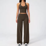 Women's Fitness Set Gym Tracksuit Breathable Sports Bra Flared Trousers Suit Workout Clothing Sportswear Female Athletic Wear