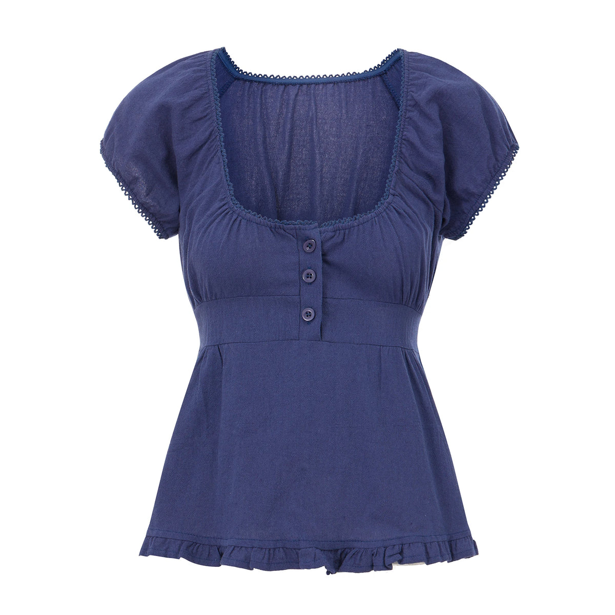 Summer Women Short Sleeve T-shirt Solid Color Low-necked Pleated Hem Casual Tops Y2K Retro Shirts