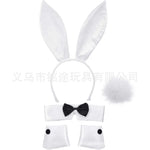 Easter Bunny Girl Cosplay 3-Piece Prop Set - Satin Headband Fluffy Rabbit Tail for Halloween Christmas