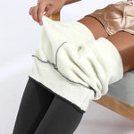 Winter Ultra Thick Imitation Lamb Cashmere Artificial Velvet Leggings Women Plush Thickened High Waisted Long Warm Pants