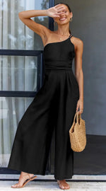 Foridol Waist Folds Backless Double Strap Casual Wide Leg Jumpsuit Long Pants Green 2025 New Female LooseJumpsuit