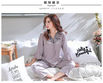 Spring and summer silk women's pajamas long-sleeved autumn and winter new imitation silk women's home clothes