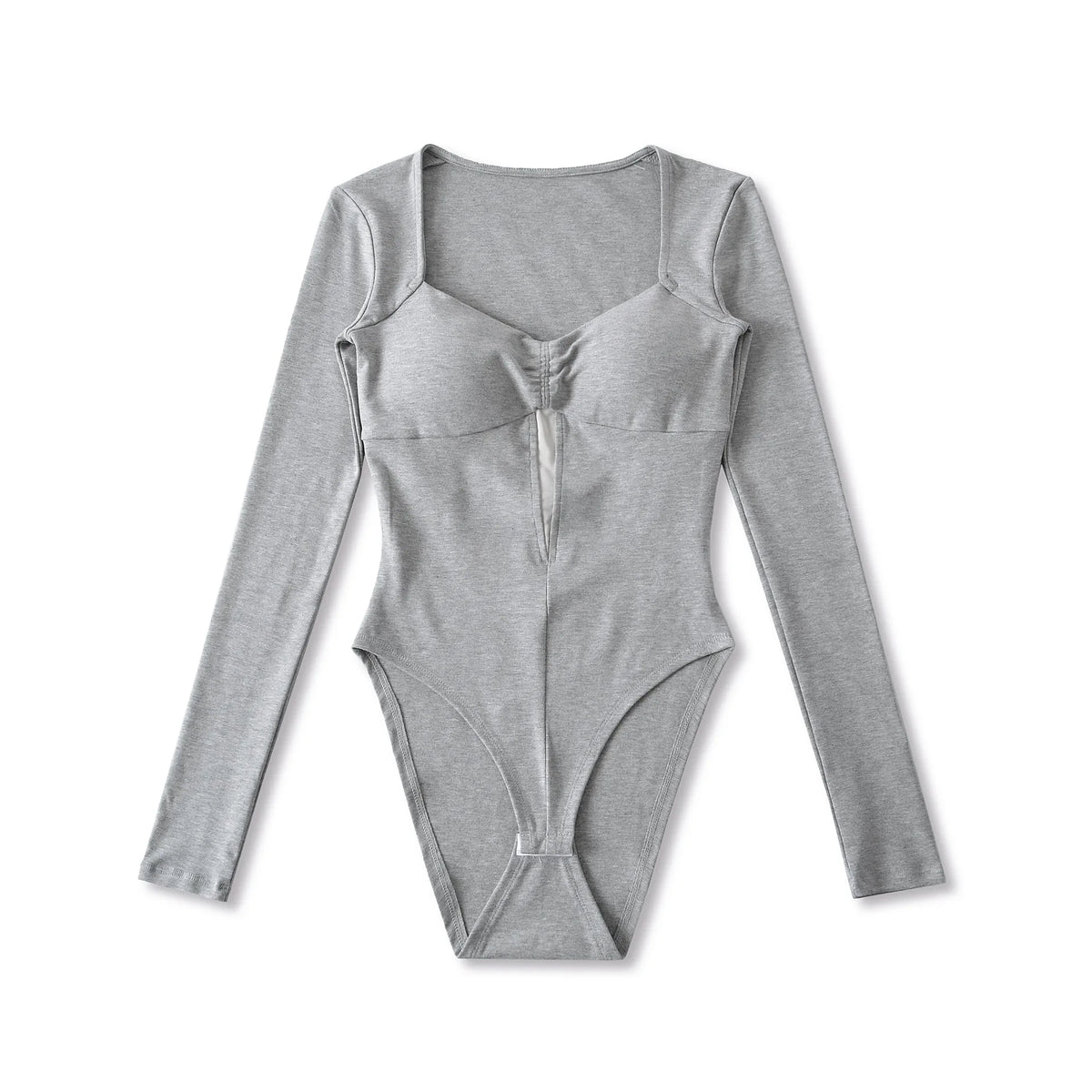 Pure Desire Sexy Padded Solid Color Slim Hollow Long Sleeve Bodysuits Base Shirt For Woman Casual Fashion Style Bodysuits MO2T