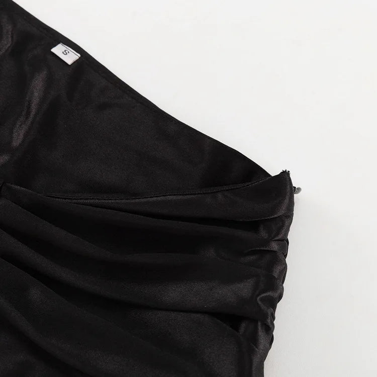 FDYOUI Sexy Flare Sleeve Super-short Zipper Tops+Pleated Skirts 2 Piece Set Women Patchwork Black Ball Gown Evening Party Dress