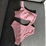 2026 Solid White One Piece Swimsuit Women Sexy Irregular Hollow Out Bikini One Shoulder Backless Monokini Summer Beach Swimwear