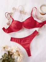 Ladies Smooth Comfortable Thin Underwear Women Sexy Nightwear Inner Solid Color Sleep Underwear Bra Set