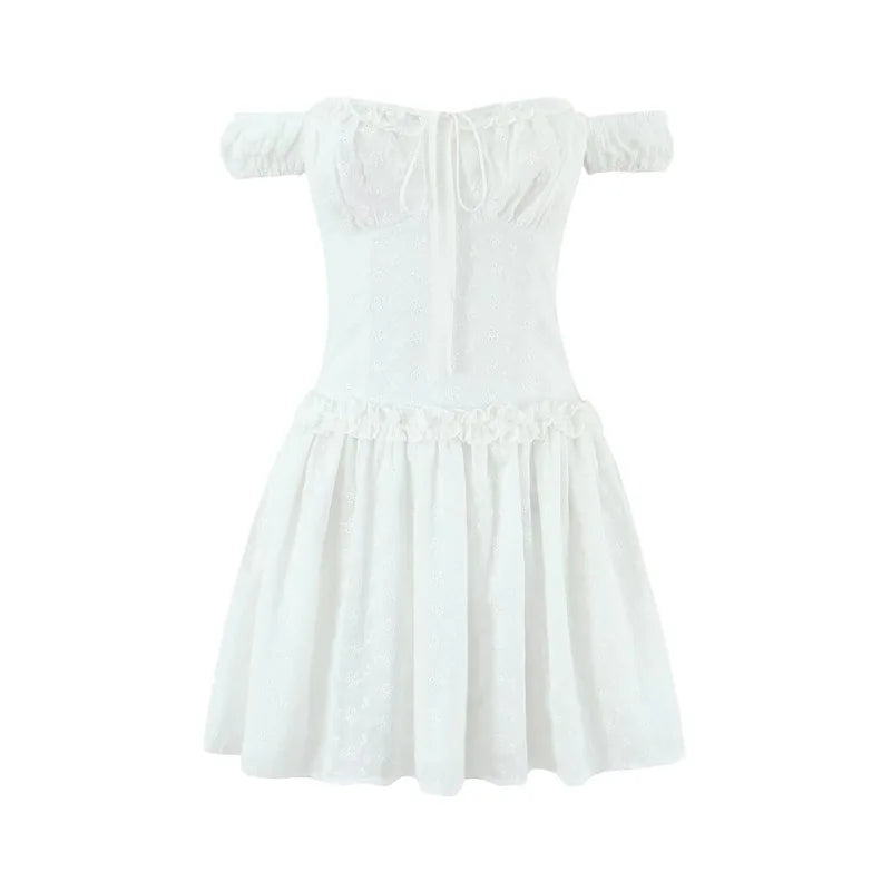 Summer 2026 Sexy Strapless Dress For Women Waist-cinching With Ruffled Trim And Embroidery Mini Skirt Pure Desire Beautiful T0DT