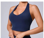 Hanging Neck Yoga Sports Bra Women Breathable Shock Proof Gym Workout Fitness Push Up Top Yoga Running Sportswear Vest Sexy Bra