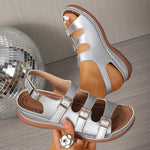 Fashion Buckle Decor Platform Sandals Women Plus Size 43 Summer Wedges Gladiator Sandals Woman Open Toe Thick Sole Beach Sandles