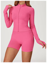 2PCS Yoga Suit Sports Set Women Gym Set Woman Tracksuit Running Workout Long Sleeve Sports Shirt Shorts and bra set Sport Outfit