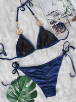 2025 Halter Sparkling Brazilian Diamond Bikini Women Swimsuit Female Swimwear Two Pieces Bikini Set PU Leather Bathing Suit Swim