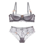 MOYISU French Romance Breathable and Comfortable Breathable Sexy Lace Not Empty Cup Bra Set Pure Desire Girl Super Beautiful