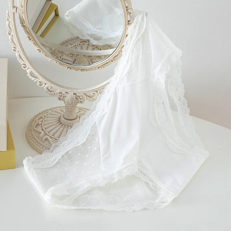 3PCS Seamless Panties Ice Silk Lace Perspective Briefs Ultra Thin Breathable Underwear Cool Summer Female Sexy Lingerie L-XL
