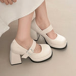 Elegant Chunky Heel Mary Jane Shoes Women 2025 Crystal Buckle Strap Platform Pumps Woman Thick High Heeled Party Shoes Ladies