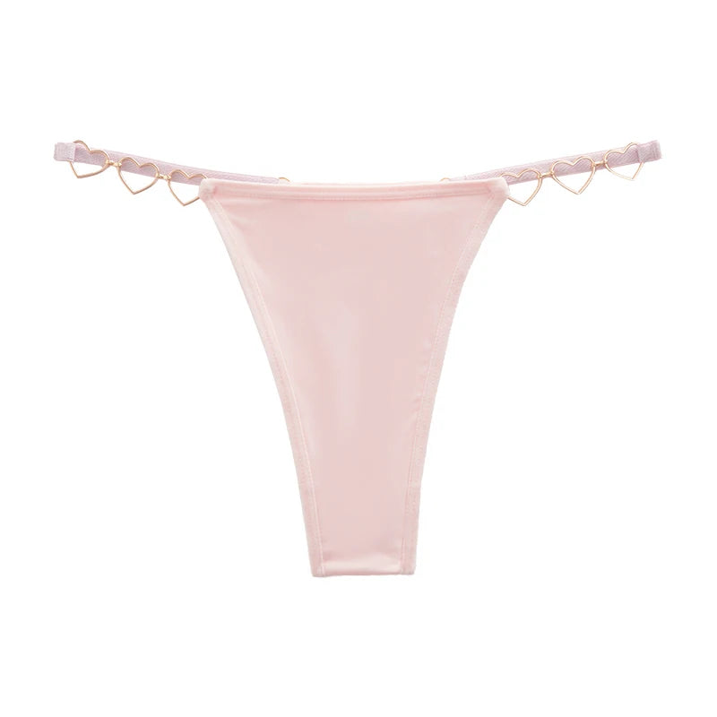 1pcs Women Sexy Thongs Low Rise Lady G-string Heart Decoration Erotic Intimate Lingerie T-Back New Fashion Cotton Crotch Panties