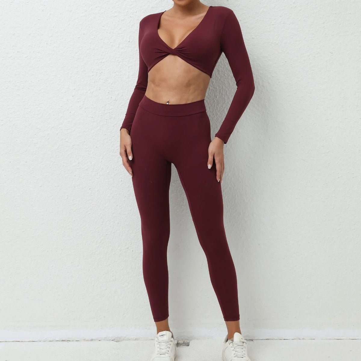 1/2Pcs Pad Long Sleeve Crop Tops Women Gym Yoga Set Sport Gym Scrunch V Back Fitness Leggings Workout Pant Active Suits