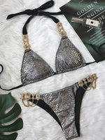 2026 Shiny Rhinestone Diamond Bikini Women Swimsuit Female Swimwear Two Pieces Bikini Set Halter Metal Chains Bathing Suit Swim