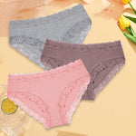 3Pcs Sexy Cotton Lace Panty Women Low Waist Panties Underwear S-XL Solid Color Ladies Briefs Lingere Underware Comfortable Women