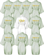 10 Pcs Women Bride Kimono Robe Embroidered Getting Ready Satin Bridesmaid Robes for Wedding Party Bridal Shower