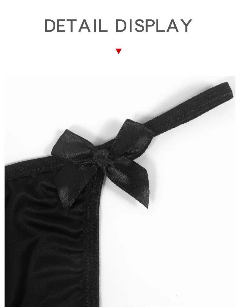 1pcs White Elegant Bow Sexy Women G-string Panties Low Rise Sexy Lingerie Metal Chain Lady Thongs Breathable Female Underwear