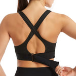 Sports Bras Adjustable Zip Front For Women With Full Coverage Removable Padded Workout Bras High Impact Adjustable Strap