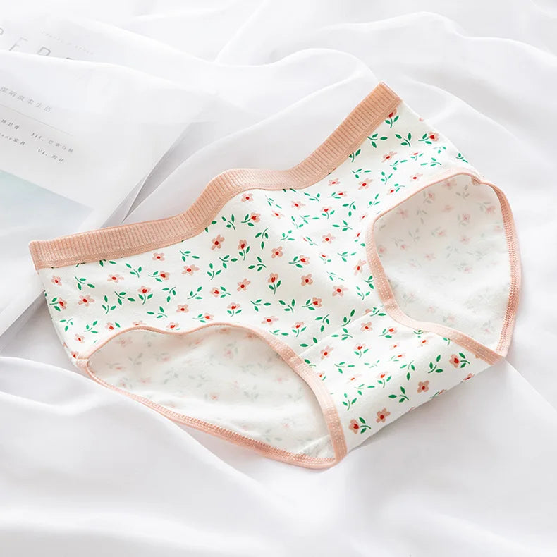 Cotton Panties Comfy Underwear Women Low Waist Briefs Female Underpants Lingerie Ladies Pantys M-XL Cherry Printed Design