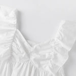 Women Summer Solid Color A-Line Dress Casual Sweetheart V-Neck Flutter Sleeves Mini Dresses for Beach Party Club