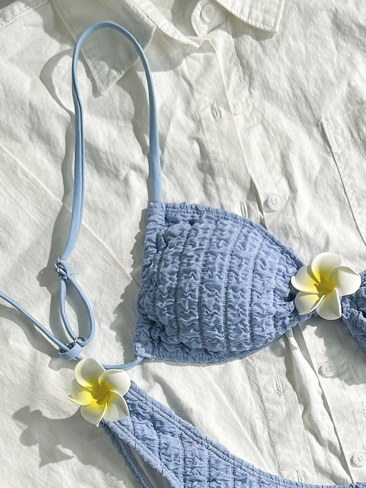 DEKA Flowers Bandeau Bikini Set High Leg Cut Women Swimwear Female Swimsuit Two-pieces Bather Bathing Suit SwimBandeau Top Bot