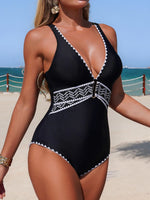 2026 V-neck Swimsuit Women One Piece Solid Printed Swimwear Female Sexy Bathers Bathing Swimming Swim Suit Beach Wear XL