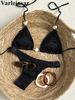 2026 Wrinkled Crinkled Halter Bikini Women Swimwear Female Swimsuit Two-pieces Bikini set Padded Bather Bathing Suit Swim V8135