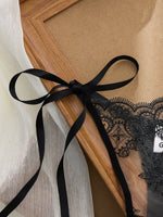 Pure black lace strap lingerie set - Sexy mature style net fabric embroidery 3/4 cup shaping bra thong set ZA825201