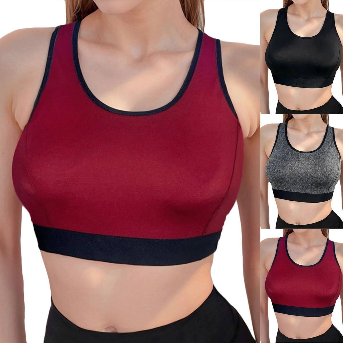 Women Sports Bra High Elastic Support Racerback Yoga Top Comfortable Breathable Workout Crop Top No Pads Underwear For Gym Yoga