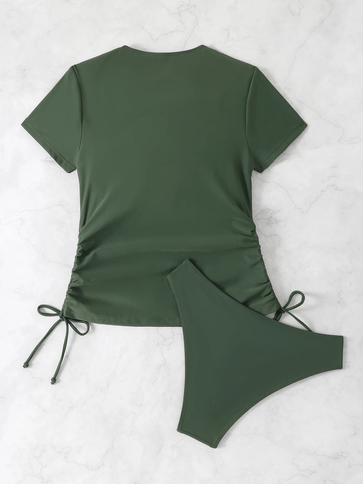 Short Sleeves Two Pieces Swimsuit Women Tankini 2026 Black Zipper Swimwear Female Beach Wear Bathers Bathing Swimming Swim Suit